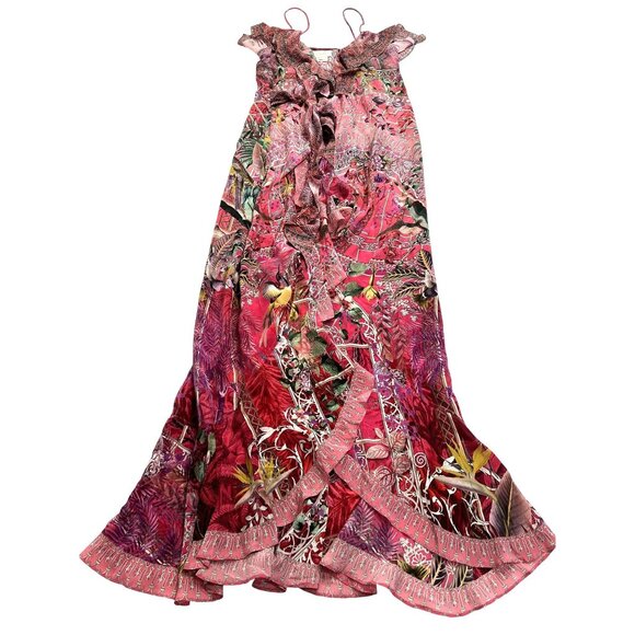 Camilla Long Wrap Dress With Frill in Glasshouse Romance - Picture 1 of 5